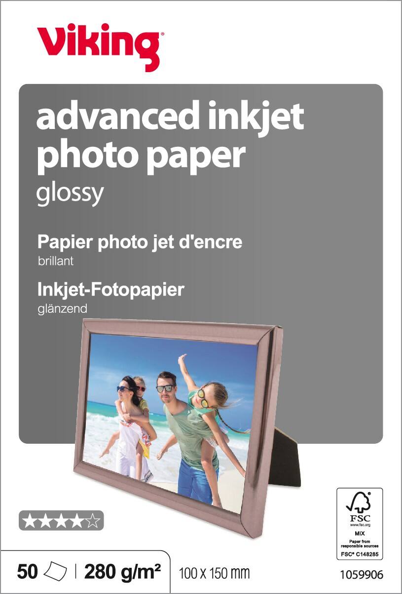 Papier photo Office Depot 1059906 Brillant 10 x 15 cm 280 g/m² Blanc Paquet de 50