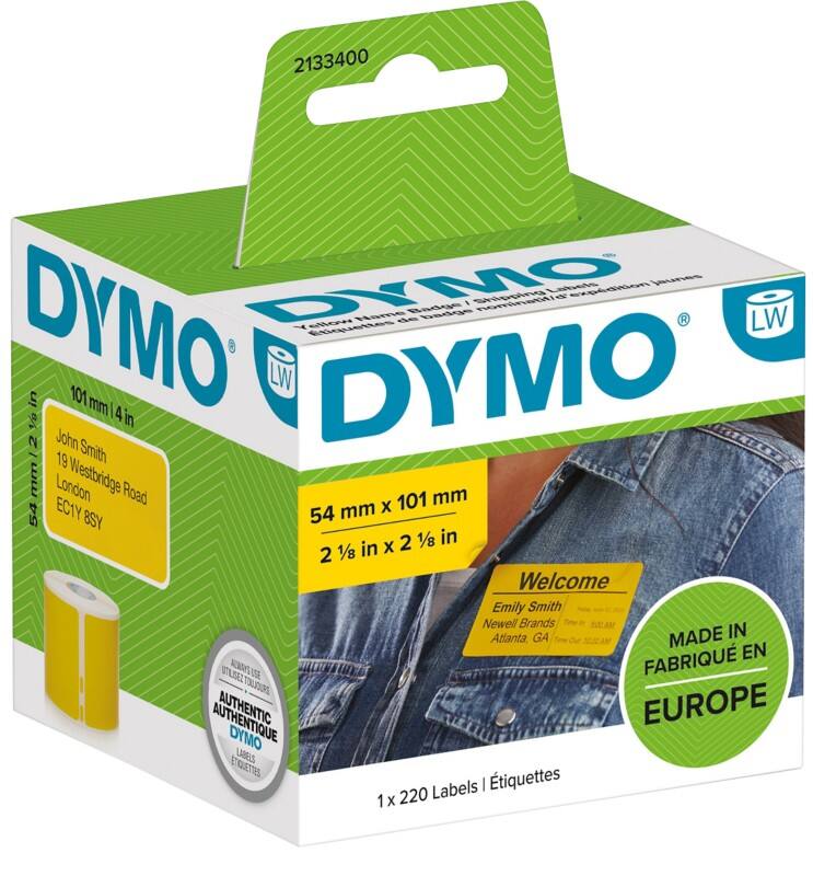 Étiquettes d'adresse DYMO LW 2133400 Adhésif permanent Jaune sur noir 54 x 101 (l x L) mm 220 étiquettes