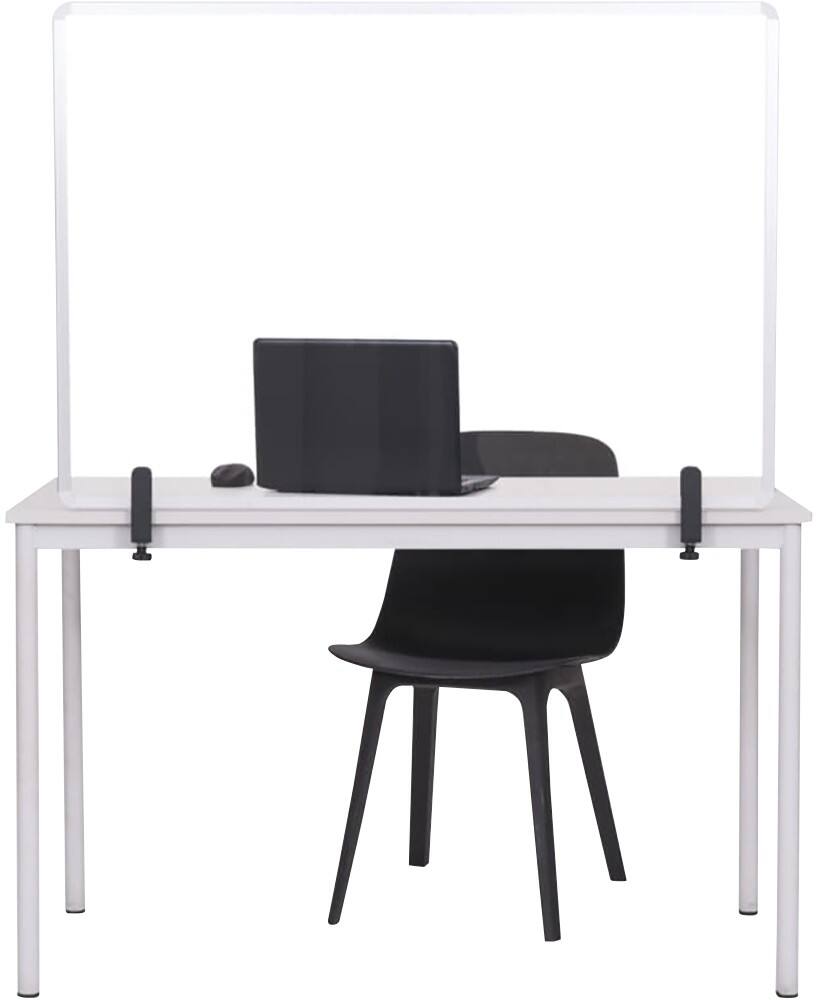 Écran de protection Bi-Office sur table avec pinces 1 040 x 700 mm Verre trempé Cadre en aluminium Argenté
