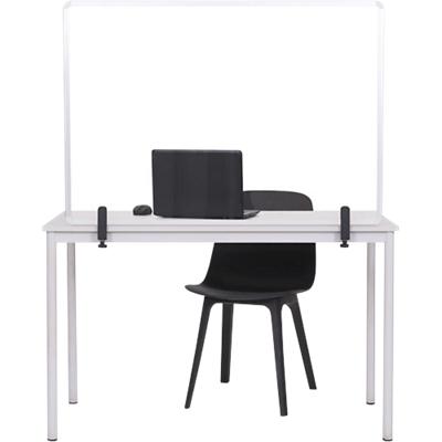 Écran de protection Bi-Office sur table avec pinces 1 040 x 700 mm Verre trempé Cadre en aluminium Argenté