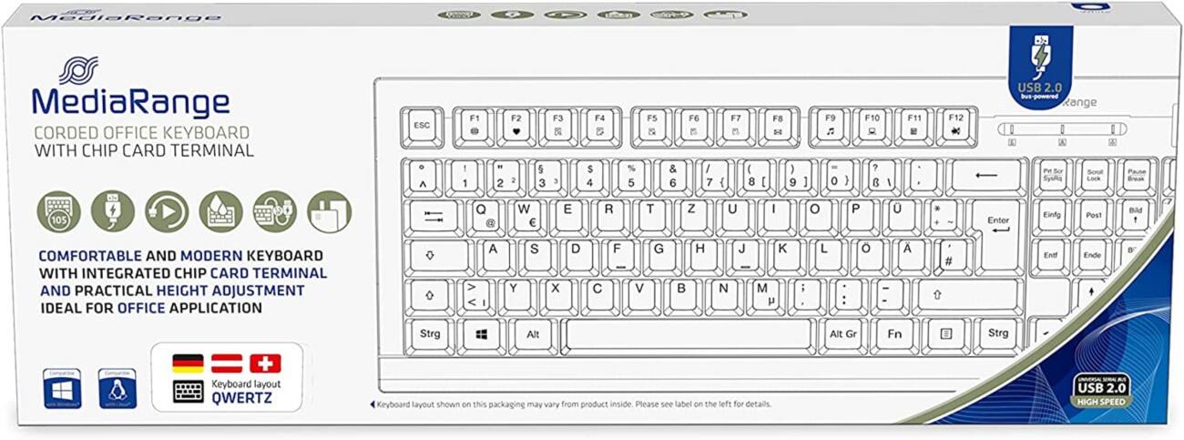 Clavier filaire MEDIARANGE MROS116 QWERTZ Blanc