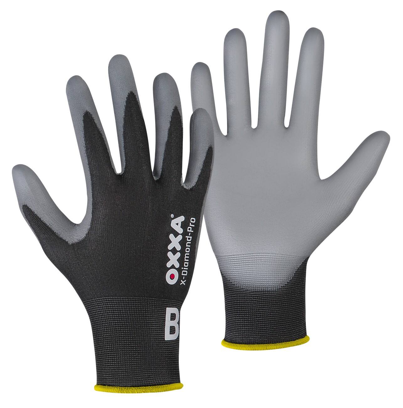 Gants de travail Oxxa XL Diamond Pro Nylon, Lycra, PU Taille 10 Gris, noir 2 Unités