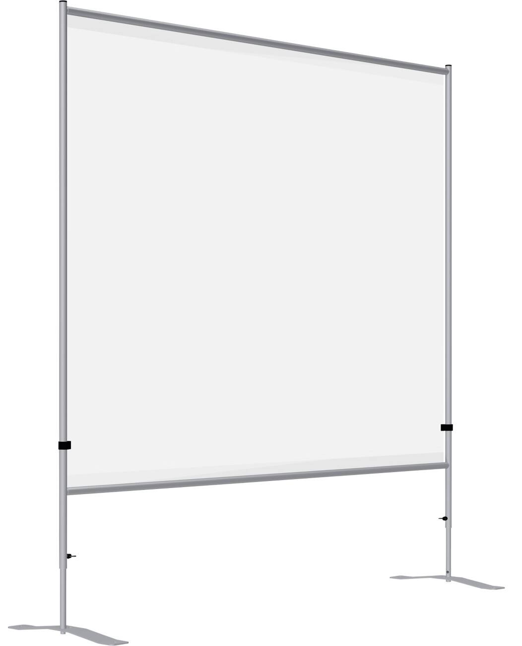 Vitre de protection sur pieds SKM Care Hauteur réglable 1400 x 1280 x 420 mm Cadre argenté et Film transparent 1 235 mm 