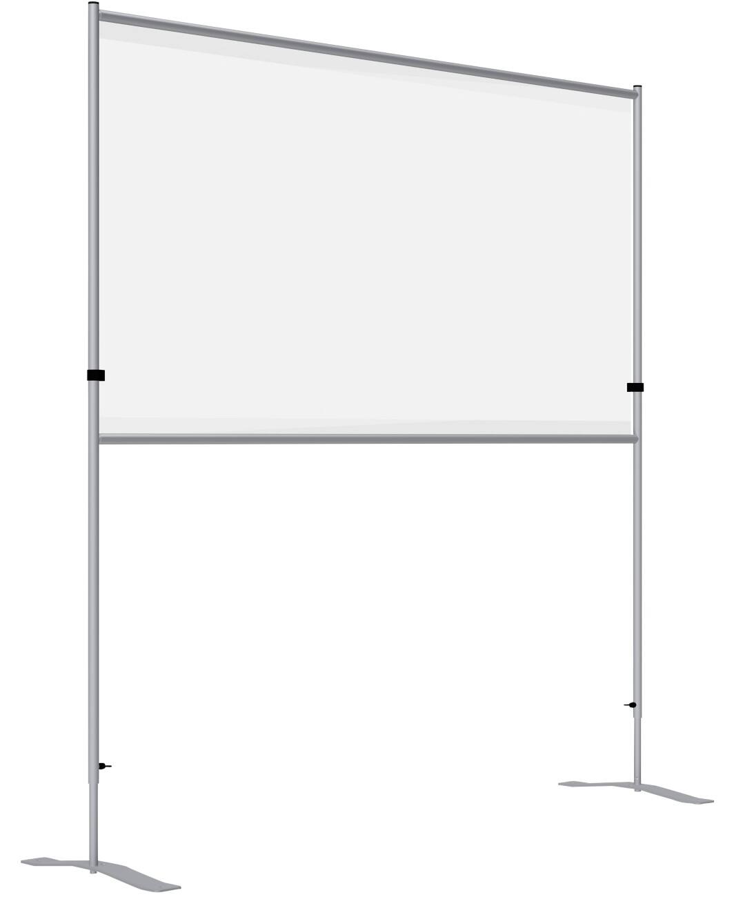 Vitre de protection sur pieds SKM Care Hauteur réglable 1400 x 1580 x 420 mm Cadre argenté et Film transparent 800 mm 
