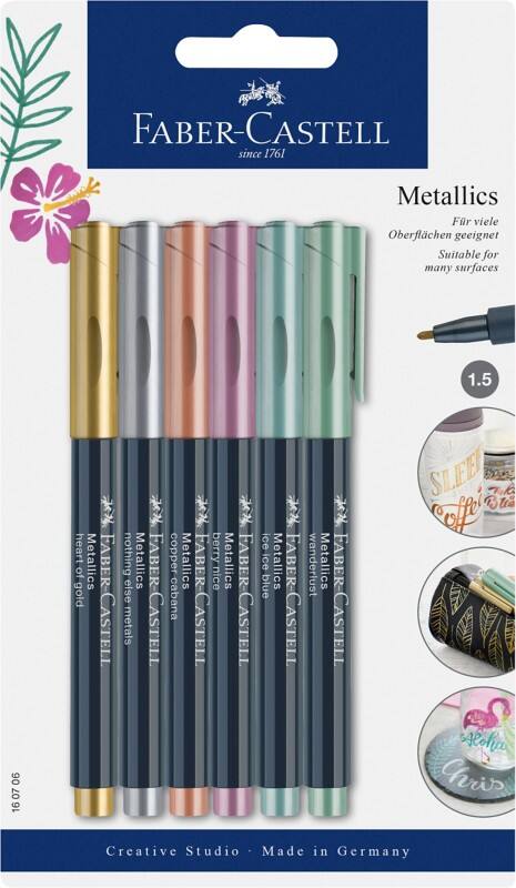 Marqueur permanent Faber-Castell Metallics Moyenne Ogive 1,5 mm Assortiment 4 Unités