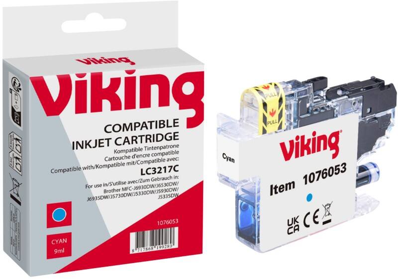 Cartouche jet d'encre Viking compatible Brother LC-3217C Cyan