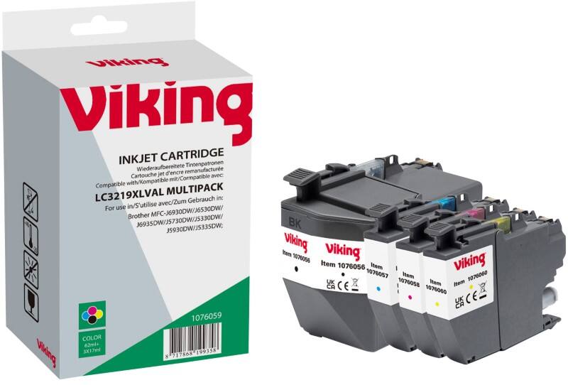 Cartouche jet d'encre Viking LC3219XL Compatible Brother Noir, cyan, magenta, jaune Multipack 4 Unités 