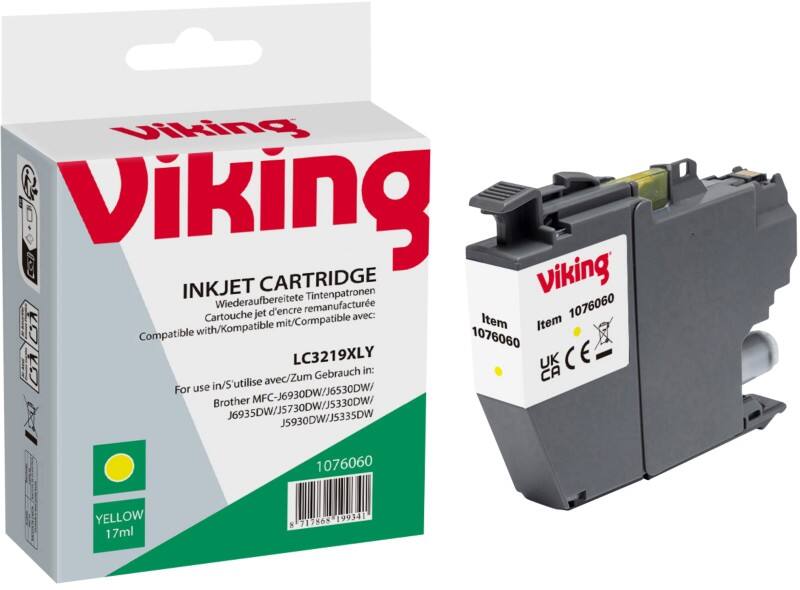 Cartouche jet d'encre Viking compatible Brother LC3219XLY Jaune