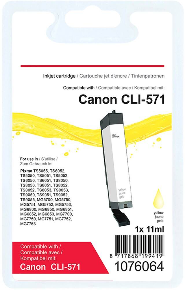 Cartouche jet d'encre Office Depot compatible Canon CLI-571Y Jaune