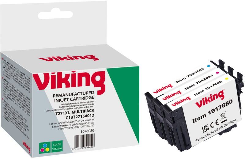 Cartouche jet d'encre Viking compatible Epson 27XL Cyan, magenta, jaune 3 Unités