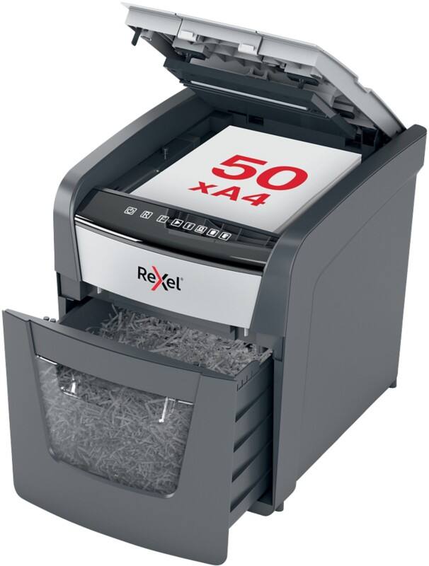 Destructeur de documents Rexel Alimentation Automatique Optimum AutoFeed+ 55 Feuilles Coupe croisée Niveau de sécurité P-4 20 L 50X