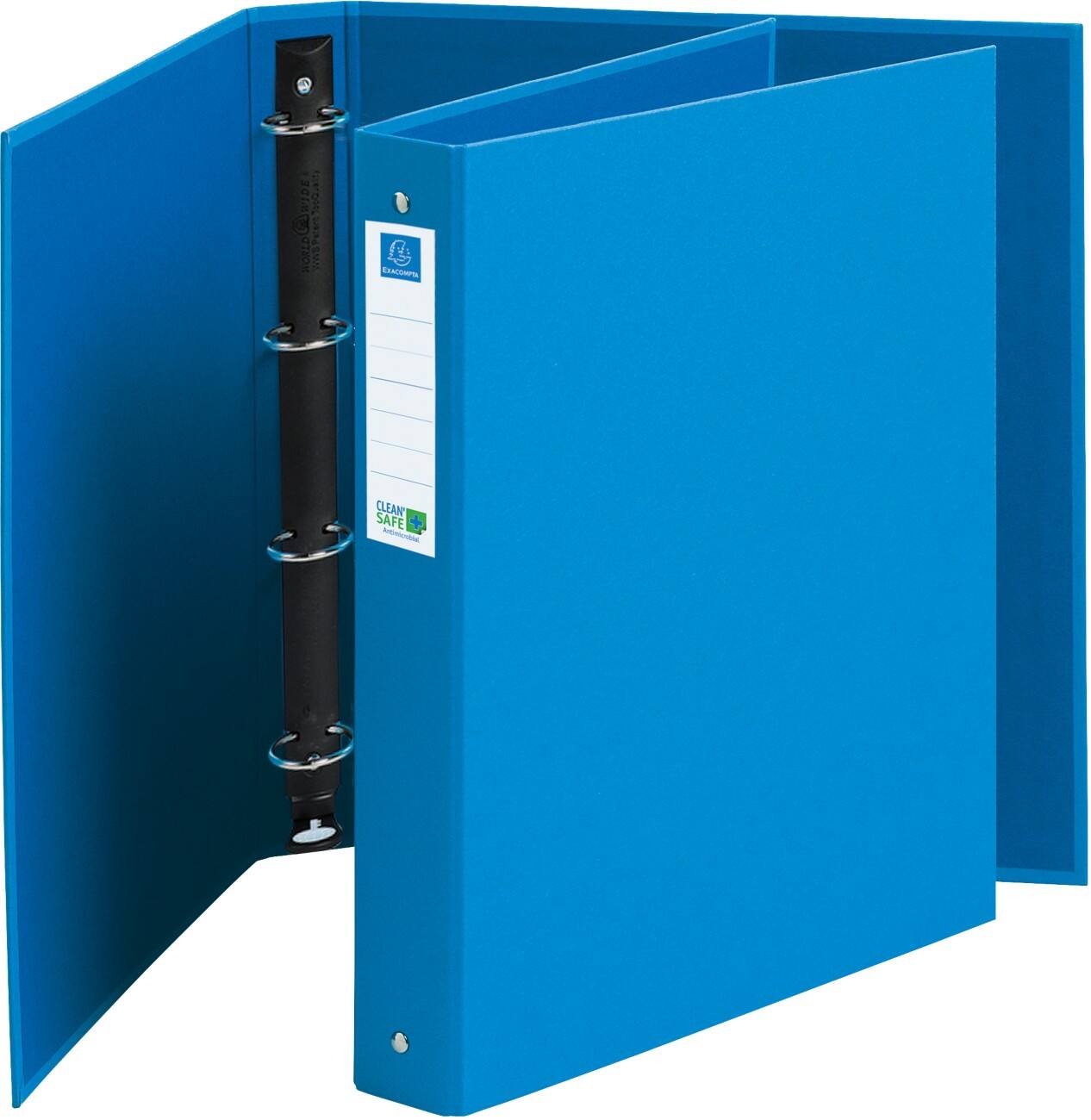 Classeur à anneaux Exacompta 51222E Clean'Safe 4 anneaux Carton, papier A4 Bleu