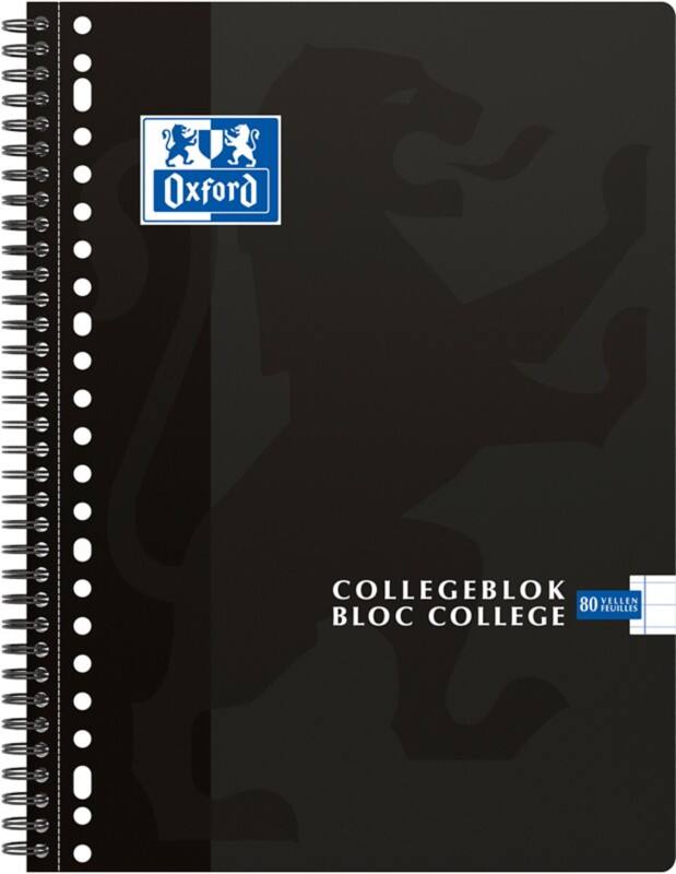 Cahier OXFORD A4+ Ligné Reliure en spirale Carton Noir Perforé 160 Pages