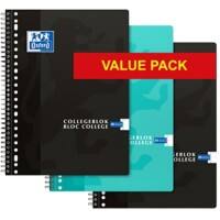 Cahier OXFORD A4+ Ligné Reliure en spirale Carton Assortiment 160 Pages Paquet 3