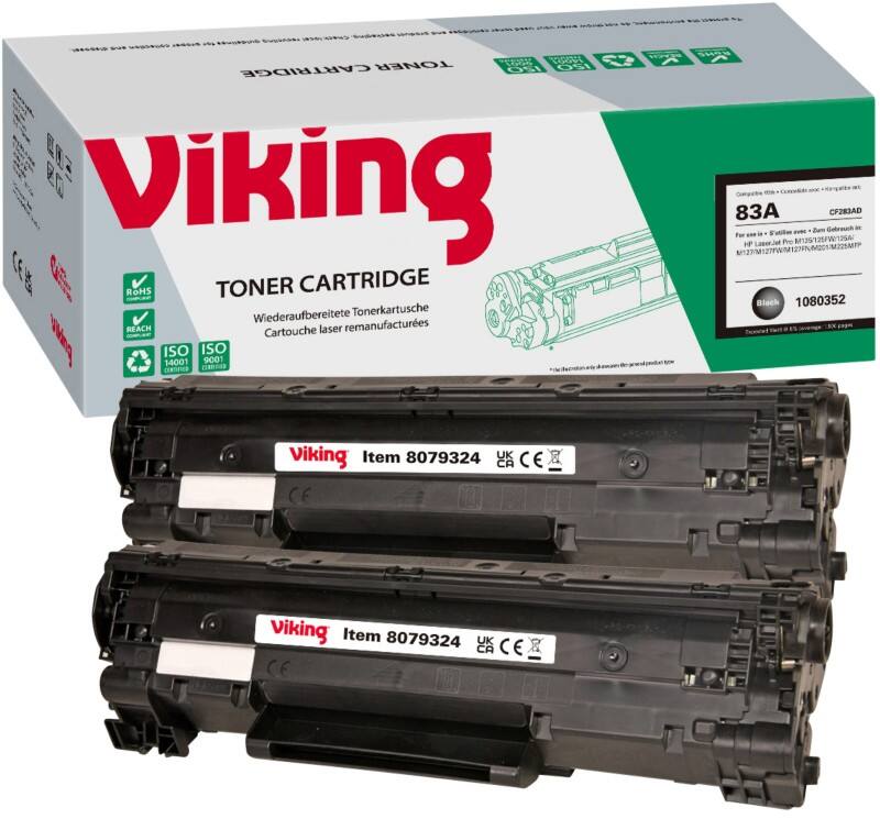 Toner Viking 83A compatible HP 83A CF283AD Noir 2 unités
