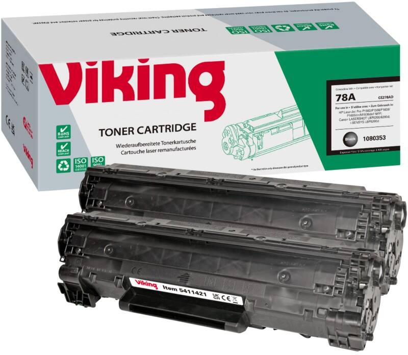 Toner Viking 78A compatible HP CE278AD Noir 2 unités