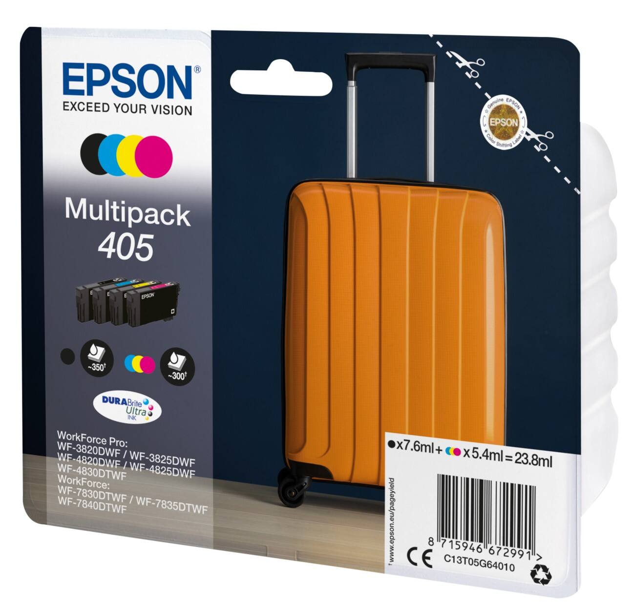 Cartouche jet d'encre Epson 405 D'origine C13T05G640 Cyan, jaune, magenta, noir Multipack 4 Unités