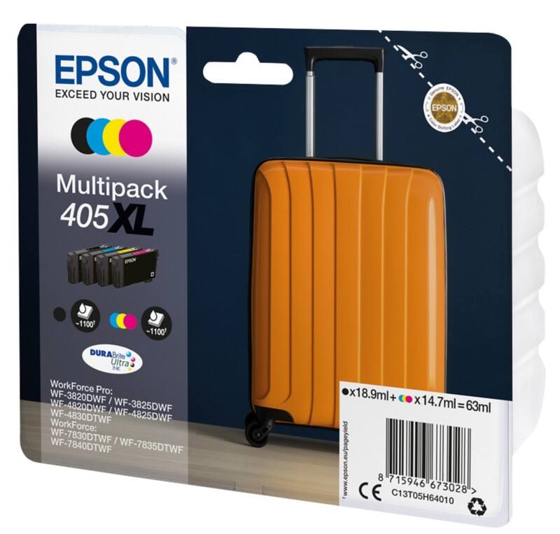 Cartouche jet d'encre Epson 405XL D'origine C13T05H640 Noir, cyan, magenta, jaune Multipack 4 Unités