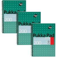 Cahier Pukka Pad Metallic Jotta A5 Ligné Reliure spirale Dos cartonné Vert Perforé 200 pages 3 unités