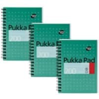 Cahier Pukka Pad Metallic Jotta A6 Ligné Reliure spirale Dos cartonné Vert Perforé 200 pages 3 unités