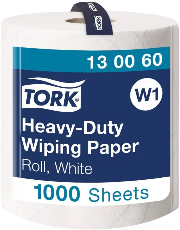 Papier d'essuyage ultra-résistant blanc Tork W1, rouleau, 1 x 1 000 feuilles, 130060