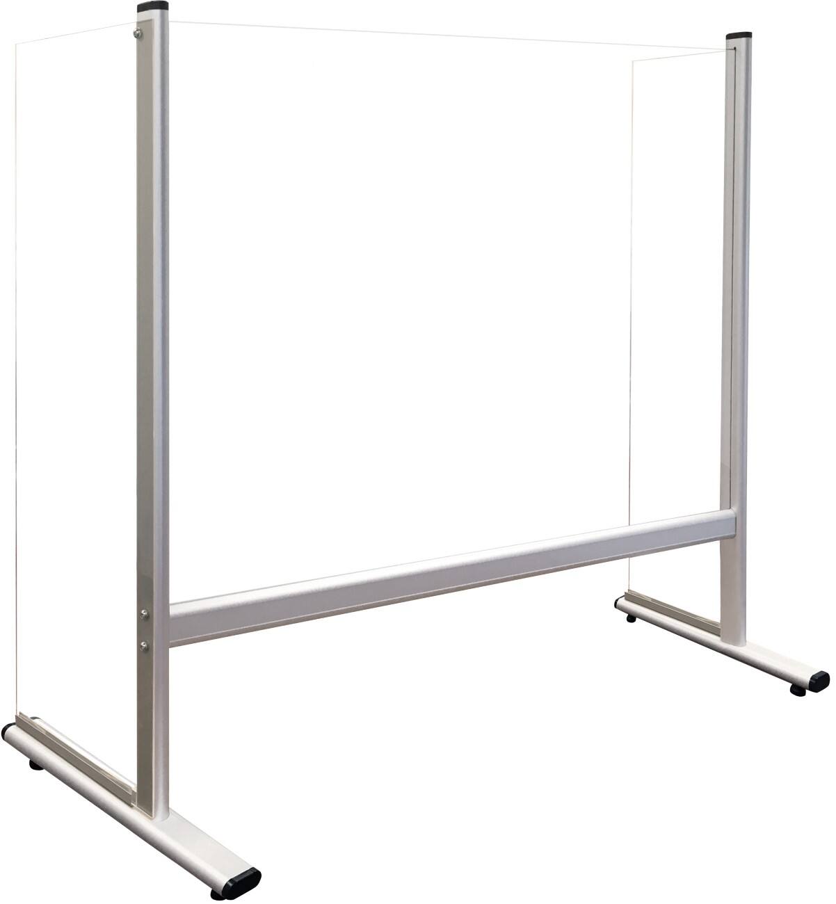 Écran de protection Franken pour bureau et comptoir Sur pied avec panneau latéral 600 x 650 mm Acrylique, verre Argenté
