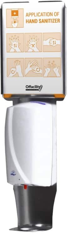 Distributeur de savon pour les mains + Panneau d'information A4 Sans contact Rechargeable 1 L Blanc, argenté