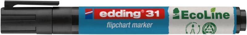 Marqueur pour chevalet edding EcoLine 31 Moyen Ogive 1,5 - 3 mm Noir Rechargeable Résistant à l'eau