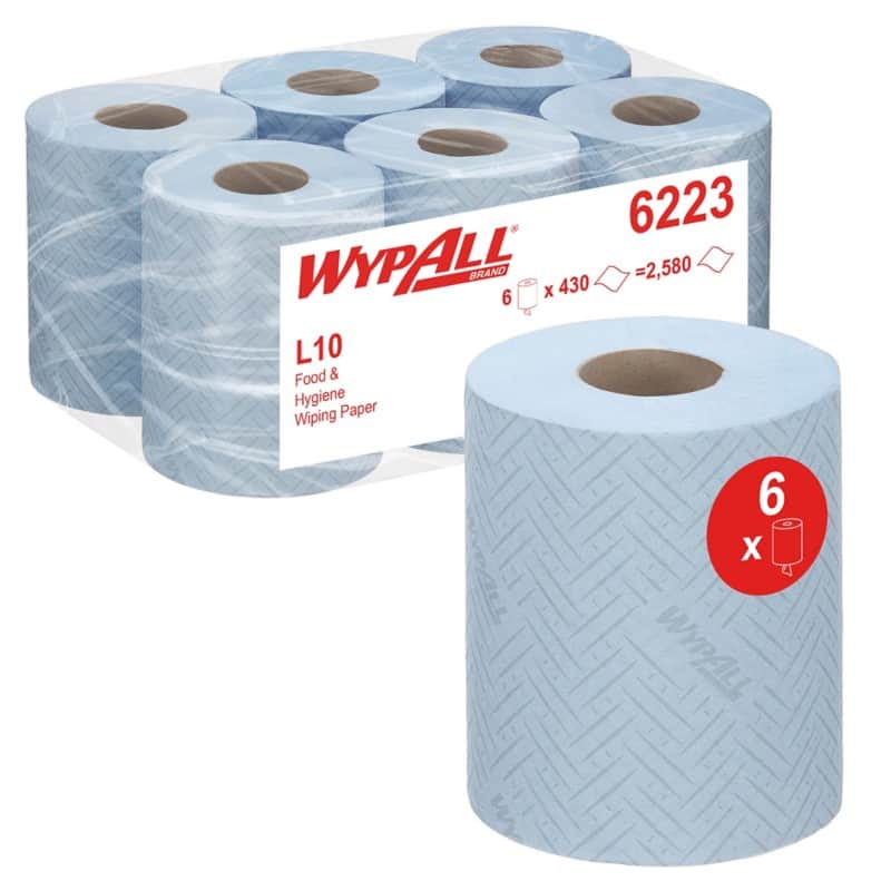 Essuie-tout Wypall 6223 1 épaisseur Bleu 6 x 430 feuilles