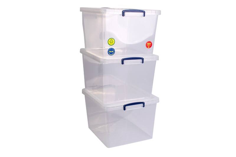 Boîte de rangement Really Useful Box Plastique 33,5 L Transparent 38,3 x 46 x 28,5 cm 3 Unités