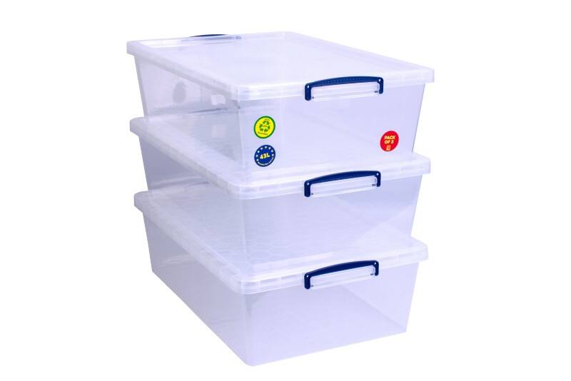 Boîte de rangement Really Useful Box Plastique 43 L Transparent 44 x 69,5 x 23 cm 3 Unités