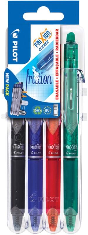 Stylo-bille Pilot FriXion Ball Clicker Assortiment 0.35 mm Moyenne Conique  Non rechargeable 4 Unités