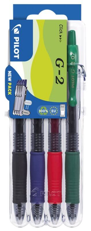 Stylo roller Pilot G-2 0,7 mm Assortiment 4 unités