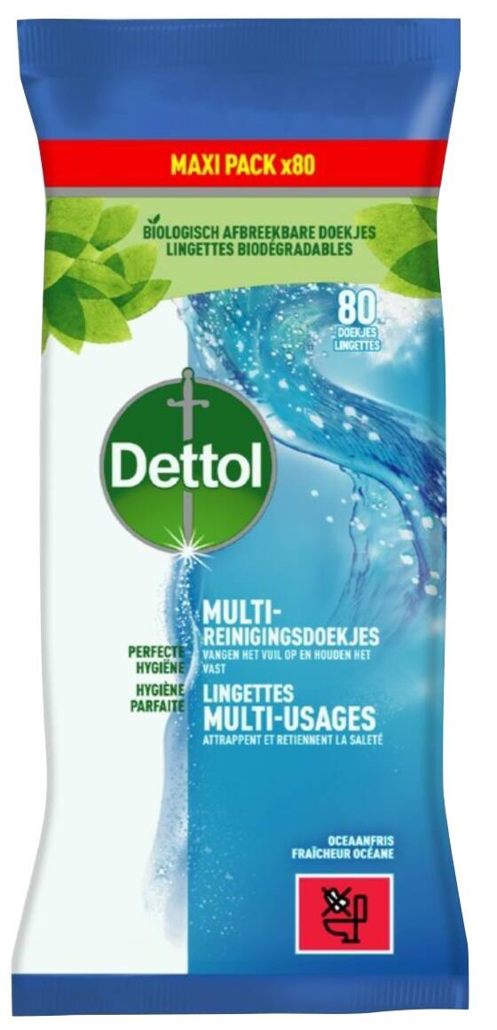 Lingettes nettoyantes Dettol Power & Fresh 80 Unités