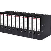 Classeur à levier Viking Large A4 75 mm Noir 2 Anneaux Plastique Mat Portrait  10 Unités