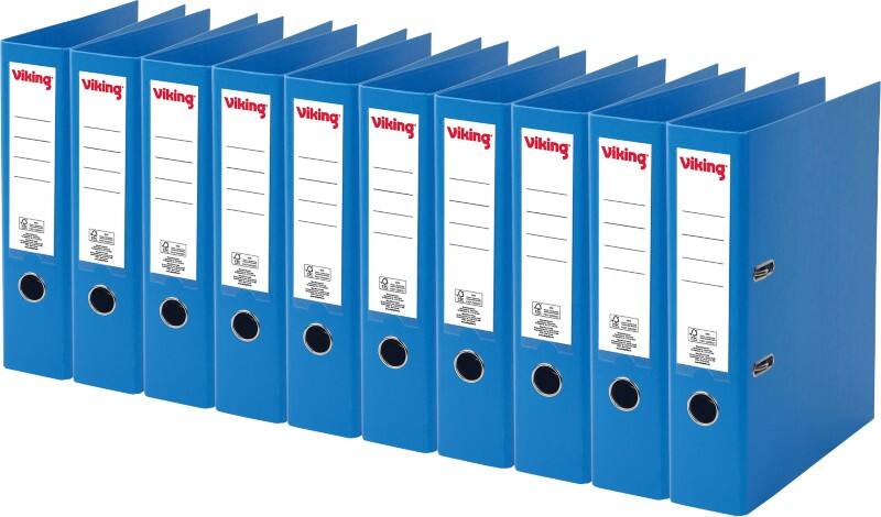 Classeur à levier Viking Large A4 75 mm Bleu 2 Anneaux Plastique Mat Portrait  10 Unités