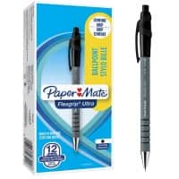 Stylo-bille Papermate FlexGrip Ultra Rétractable Noir 1 mm Moyen Bille 12 Unités