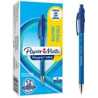 Stylo-bille Papermate FlexGrip Ultra Bleu Moyenne 1 mm 12 Unités