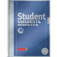 Cahier à spirales BRUNNEN Student Premium A4 Bleu Couverture en carton Ligné 80 feuilles