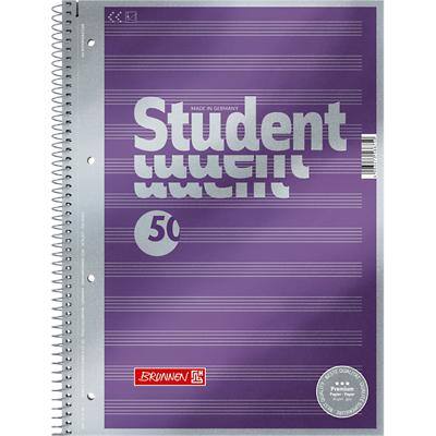 Cahier BRUNNEN Student Premium A4 Violet à reliure supérieure Couverture en carton Ligné 80 feuilles