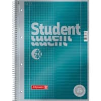 Cahier à spirales BRUNNEN Student Premium A5 Bleu pétrole Couverture en carton Ligné 80 feuilles