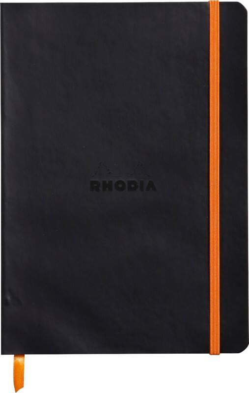Cahier Rhodia A5 Ligné Collé Reliure latérale Couverture souple Noir 160 Pages 80 Feuilles