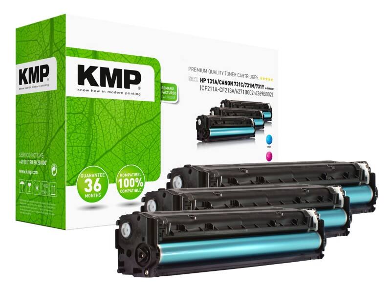 Toner KMP HP 131A Cyan, magenta, jaune U0SL1AM Multipack 3 Unités