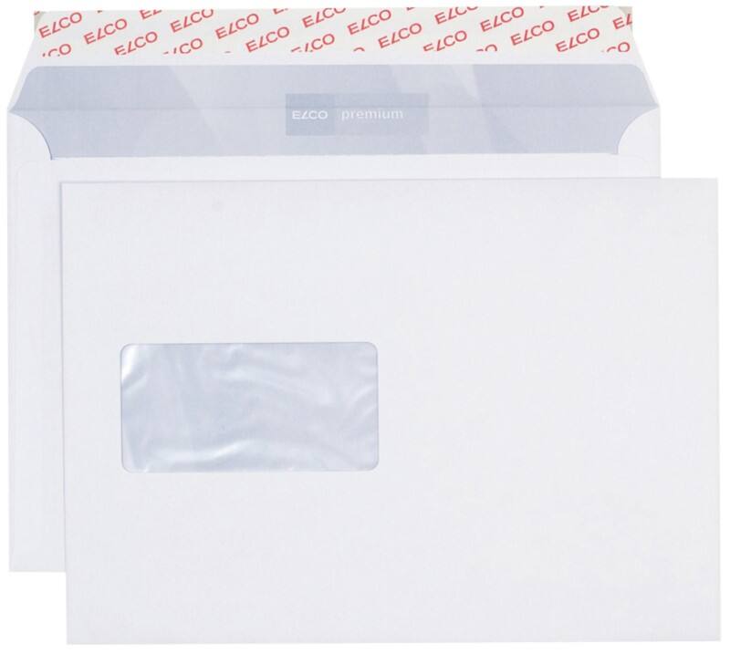 Enveloppes Elco Premium Avec fenêtre C5 229 (l) x 162 (h) mm Bande adhésive Blanc 100 g/m² 500 Unités