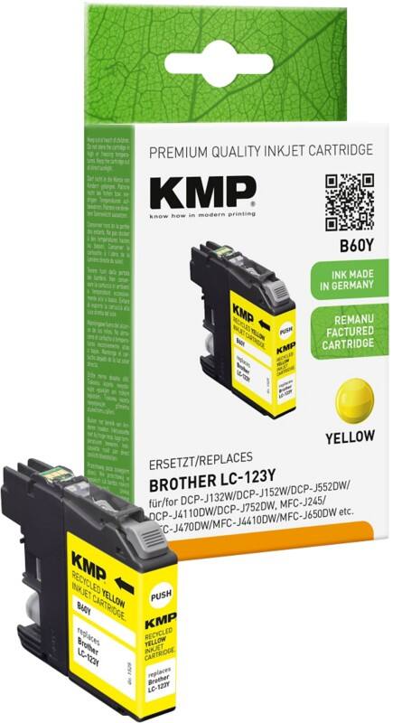 Cartouche jet d’encre KMP Compatible Brother LC-123Y Jaune