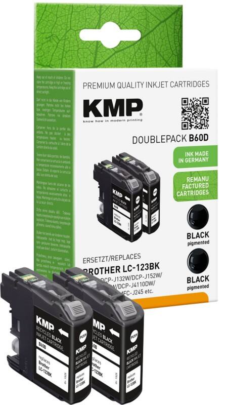 Cartouche jet d’encre KMP Compatible Brother LC-123BKP2 Noir Multipack 2 Unités