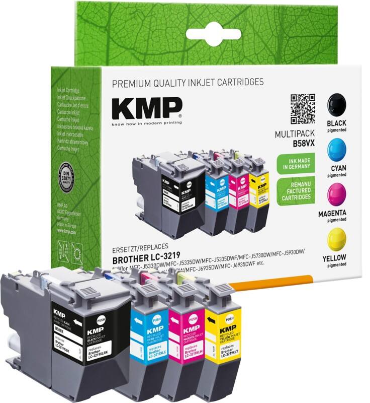 Cartouche jet d’encre KMP Compatible Brother LC-3219VALDR Noir, cyan, magenta, jaune Multipack 4 Unités