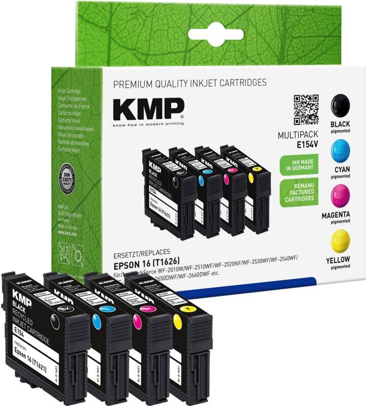 Cartouche jet d’encre KMP Compatible Epson 16 Noir, cyan, magenta, jaune C13T16264012 Multipack 4 Unités