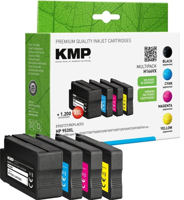 Cartouche jet d’encre KMP Compatible HP 953XL Noir, cyan, magenta, jaune 3HZ52AE Multipack 4 Unités