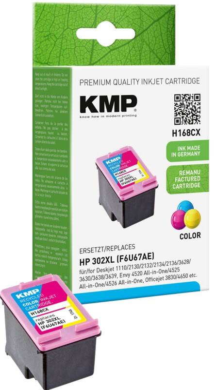 Cartouche jet d’encre KMP Compatible HP 302XL Cyan, magenta, jaune F6U67AE